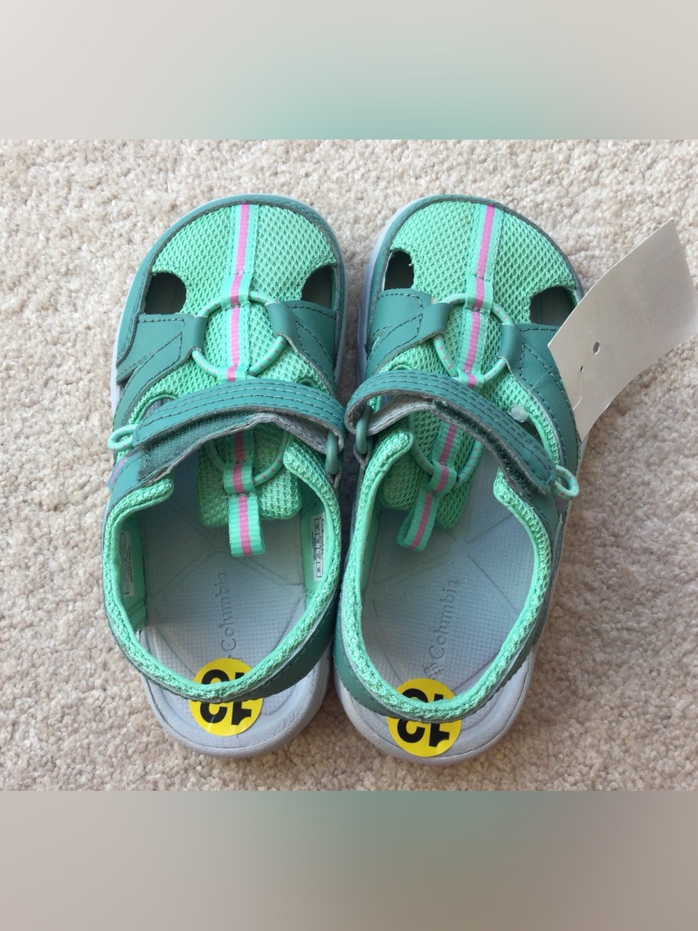 Columbia Kids Mint Green and Pink Strap Sport Sandals
